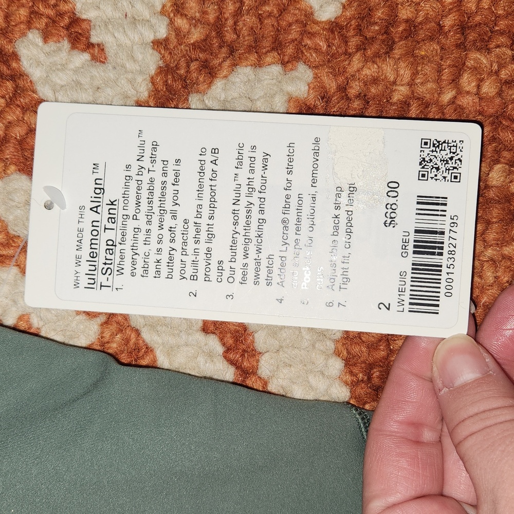 Nwt- lululemon Align™ T-Strap Tank TopLight Support, A/B Cup size small - Picture 7 of 11